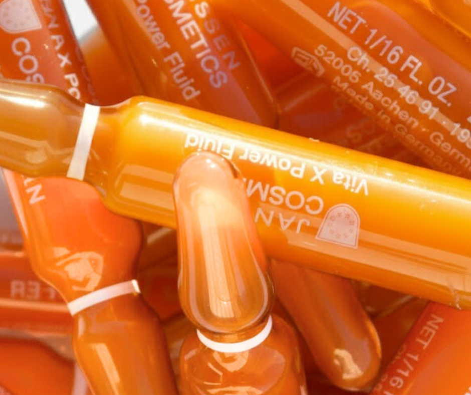 Vita X Power Fluid close-up, Astaxanthin ampoule by JANSSEN COSMETICS