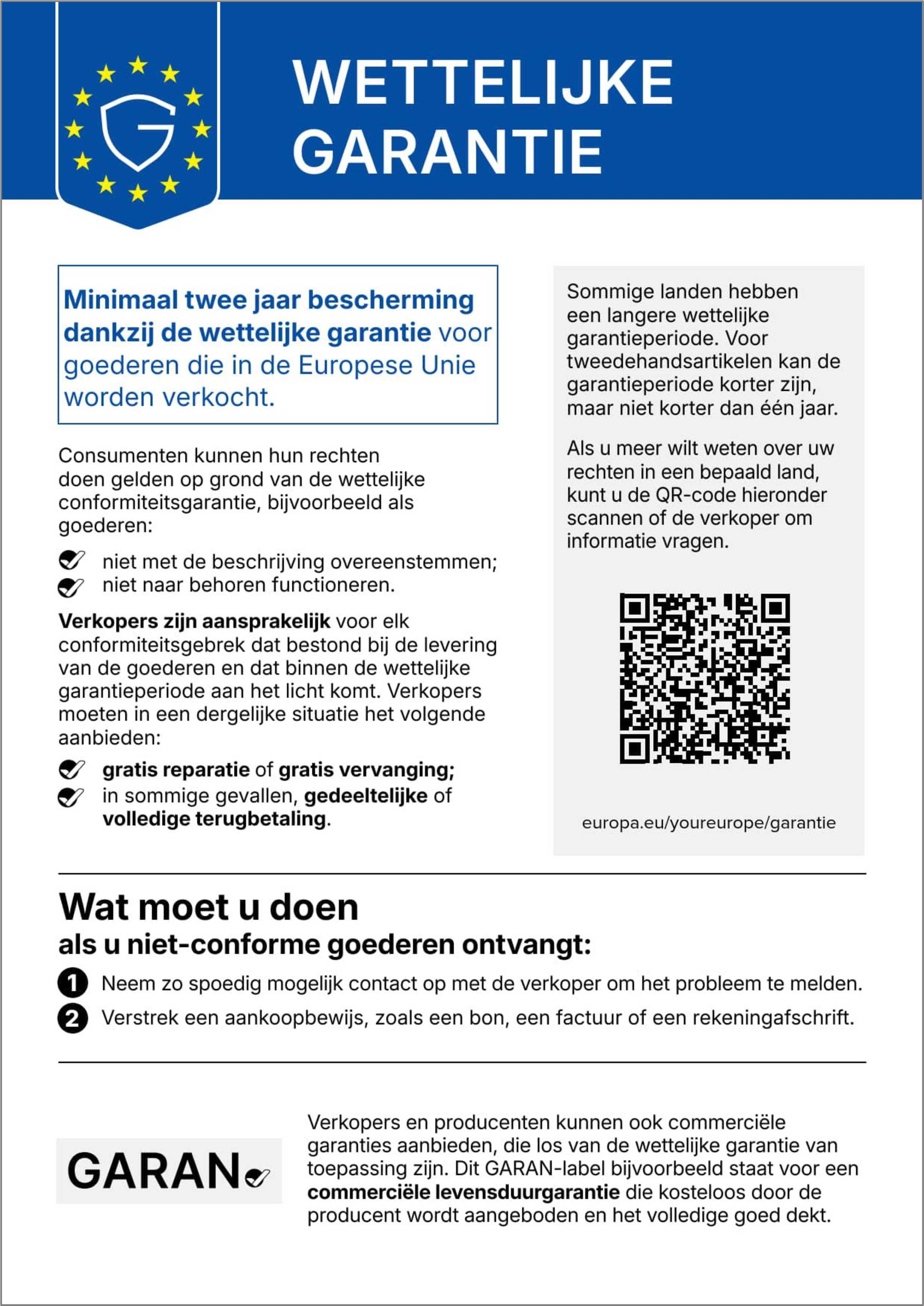 Geharmoniseerde EU-mededeling over de wettelijke garantie